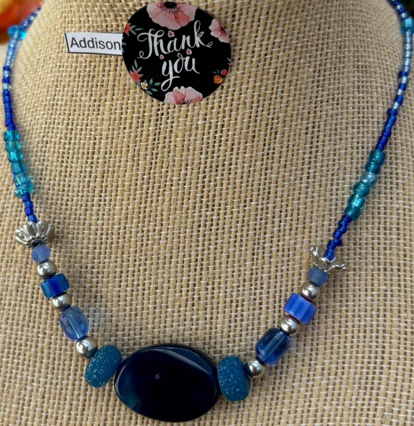 Addison - Ocean Dreams Exquisite Blue Beaded Necklace. Each necklace is individually crafted, ensuring a unique and special piece.