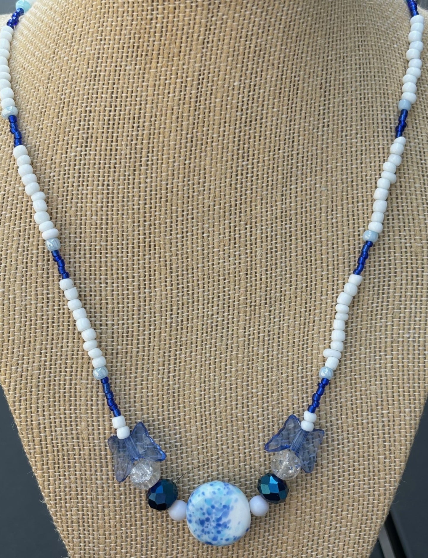 AnnaBelle - Winter Wonderland Beaded Necklace Unique Handmade Jewelry Eclectic Beaded Necklace