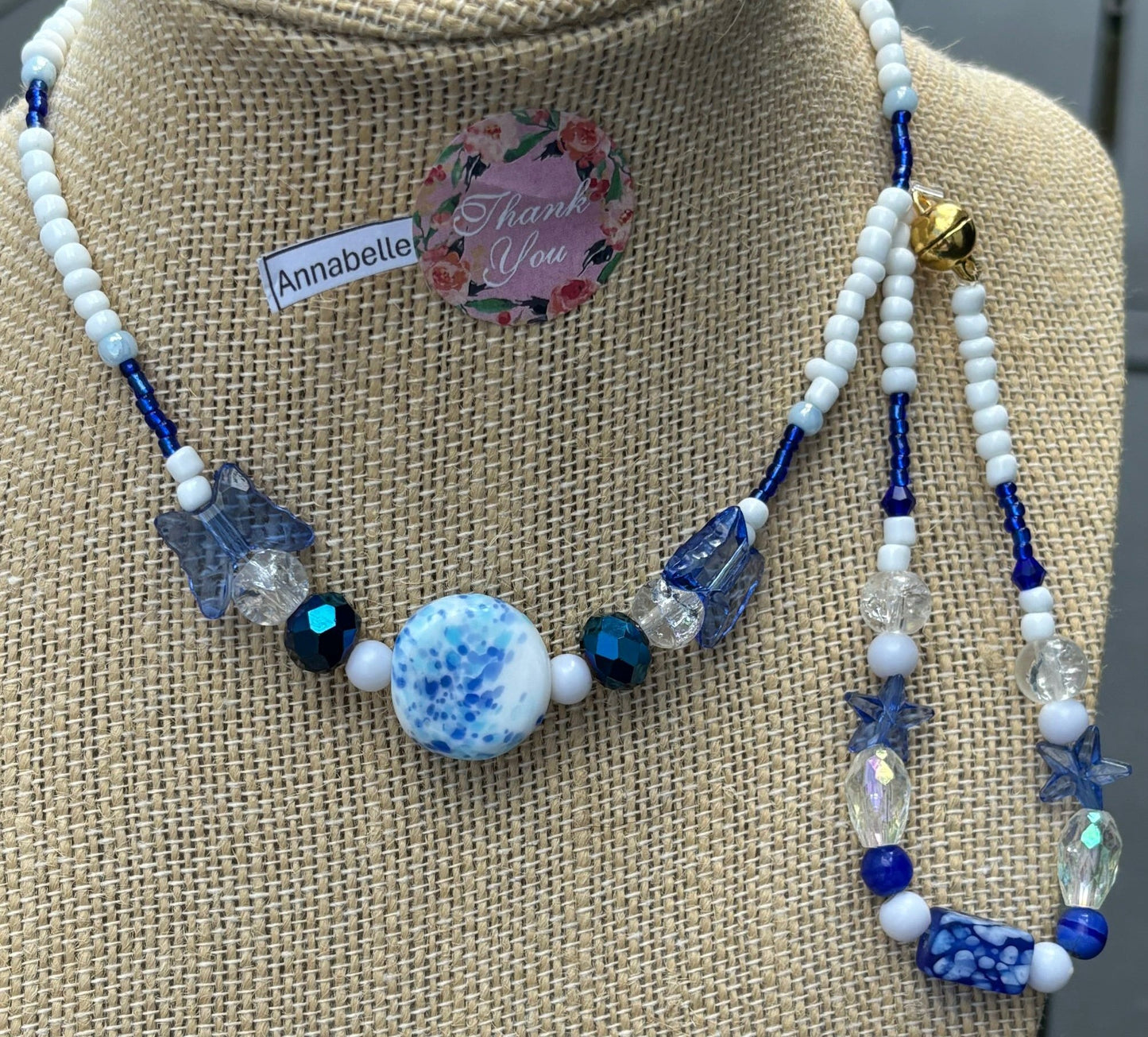 AnnaBelle - Winter Wonderland Beaded Necklace Unique Handmade Jewelry Eclectic Beaded Necklace