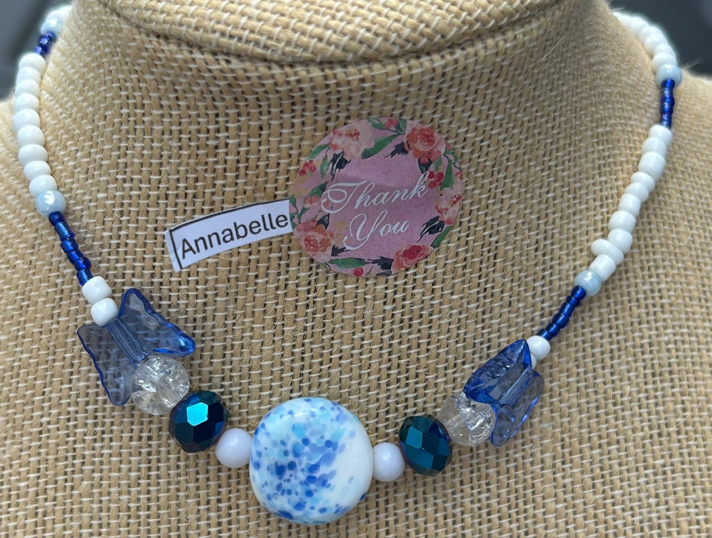 AnnaBelle - Winter Wonderland Beaded Necklace Unique Handmade Jewelry Eclectic Beaded Necklace