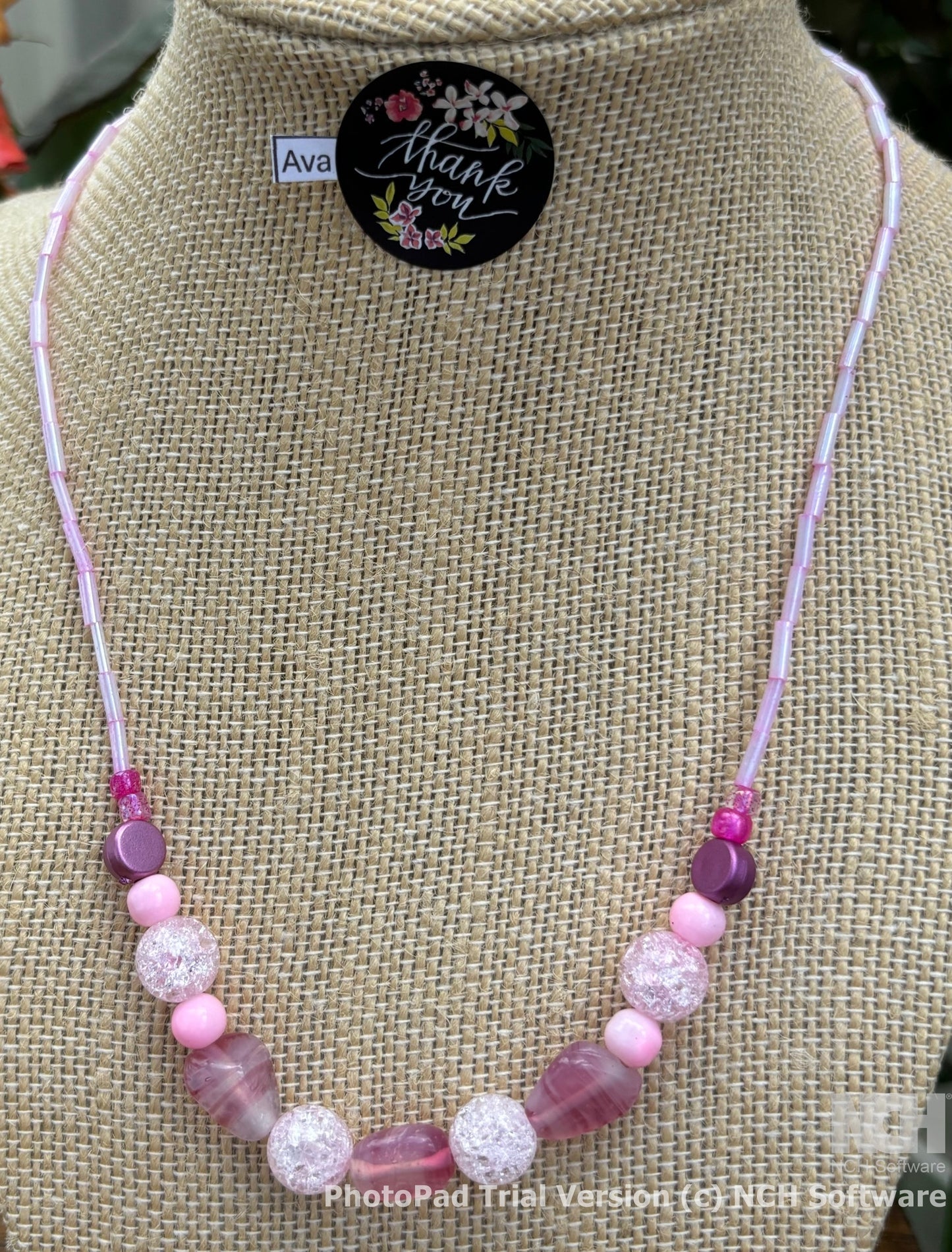 Ava - Pink Beaded Necklace Set with Tassel Each necklace is individually crafted ensuring a unique and special piece.