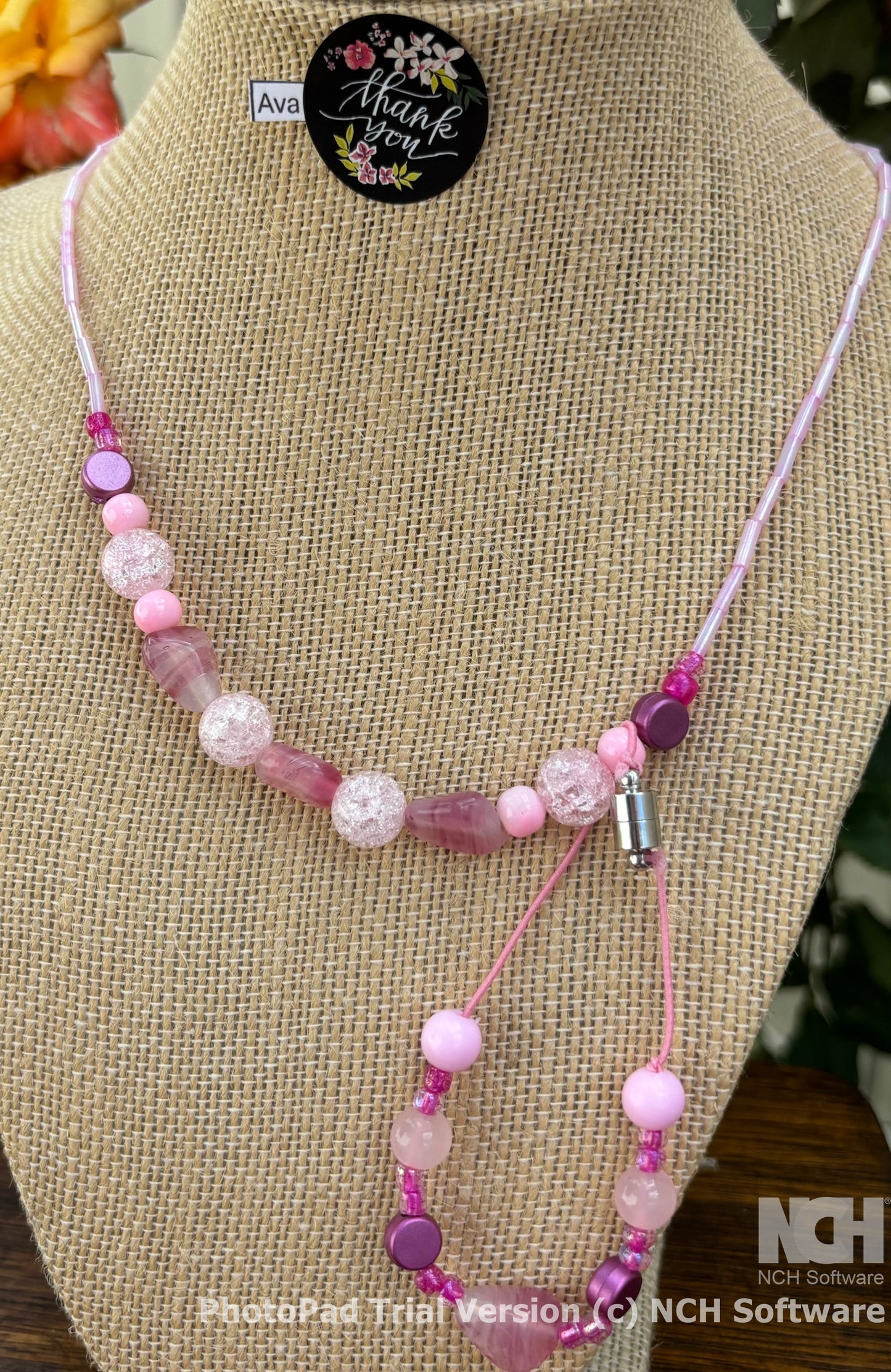Ava - Pink Beaded Necklace Set with Tassel Each necklace is individually crafted ensuring a unique and special piece.