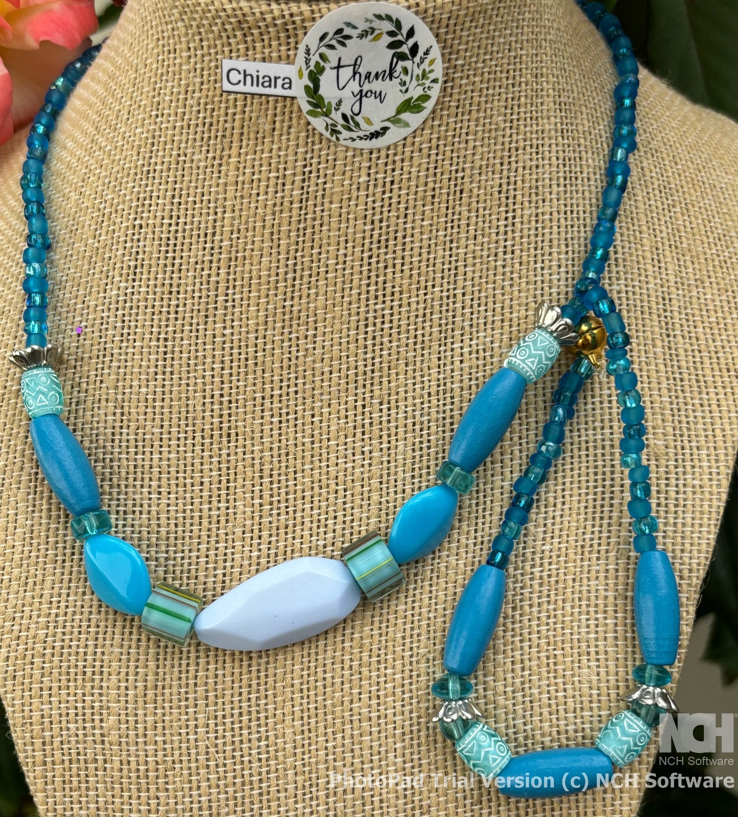 Chiara - Handcrafted Turquoise Beaded Necklace and Bracelet, The vibrant blue hues perfectly complement accessory for any outfit.