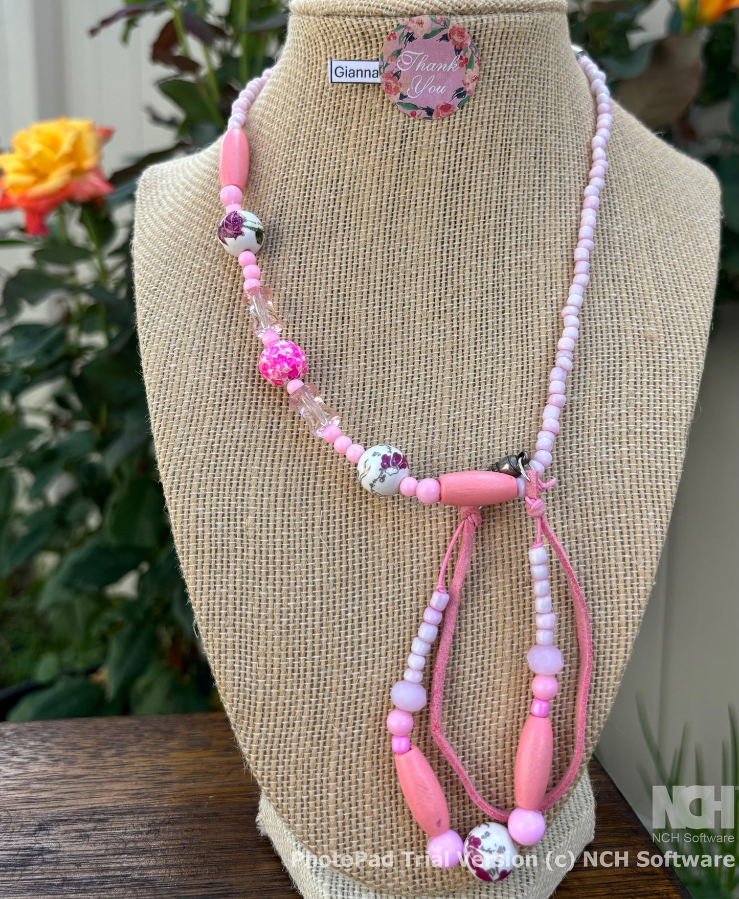 Gianna - Handcrafted Pink Floral Necklace and Bracelet with Magnetic Clasps