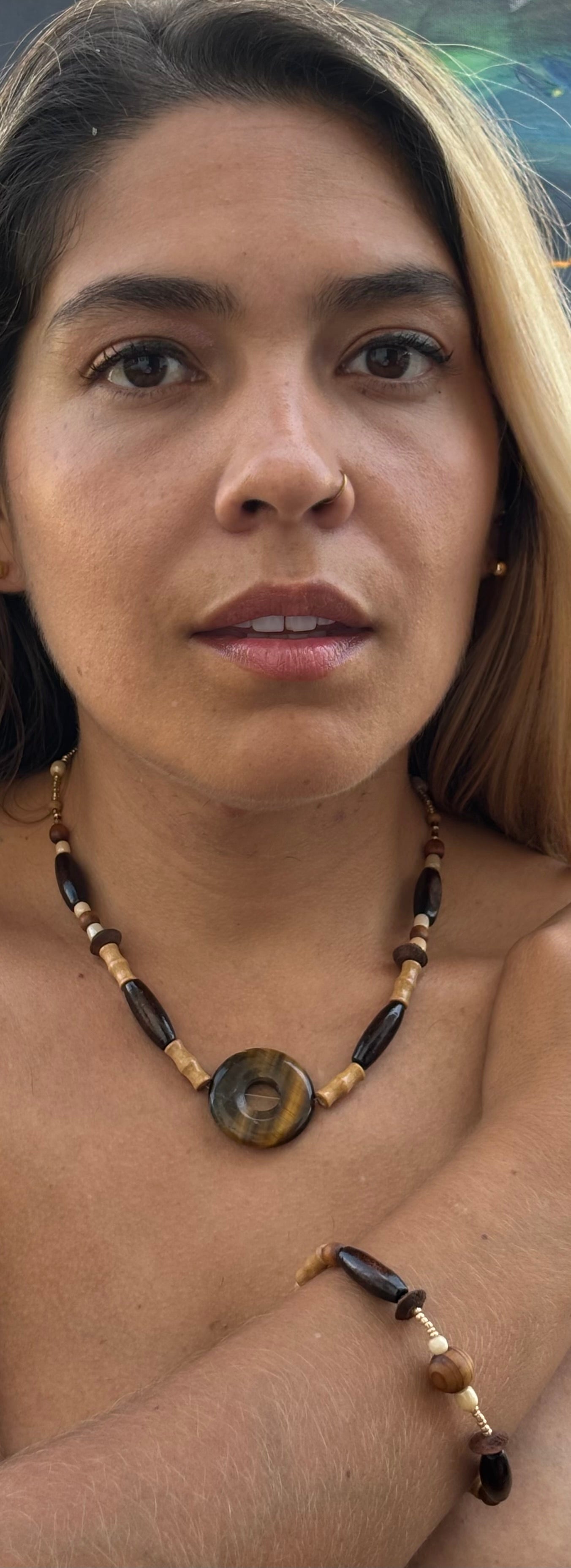 Aliza - Handcrafted Earthy Beaded Necklace and Bracelet with Magnetic Clasp