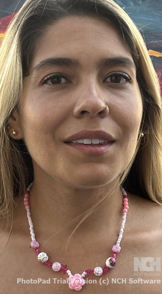 Gianna - Handcrafted Pink Floral Necklace and Bracelet with Magnetic Clasps