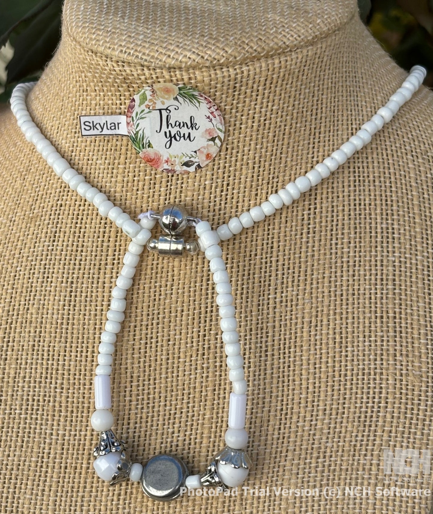 Skyler - Timeless White Beaded Necklace with Silver Accents