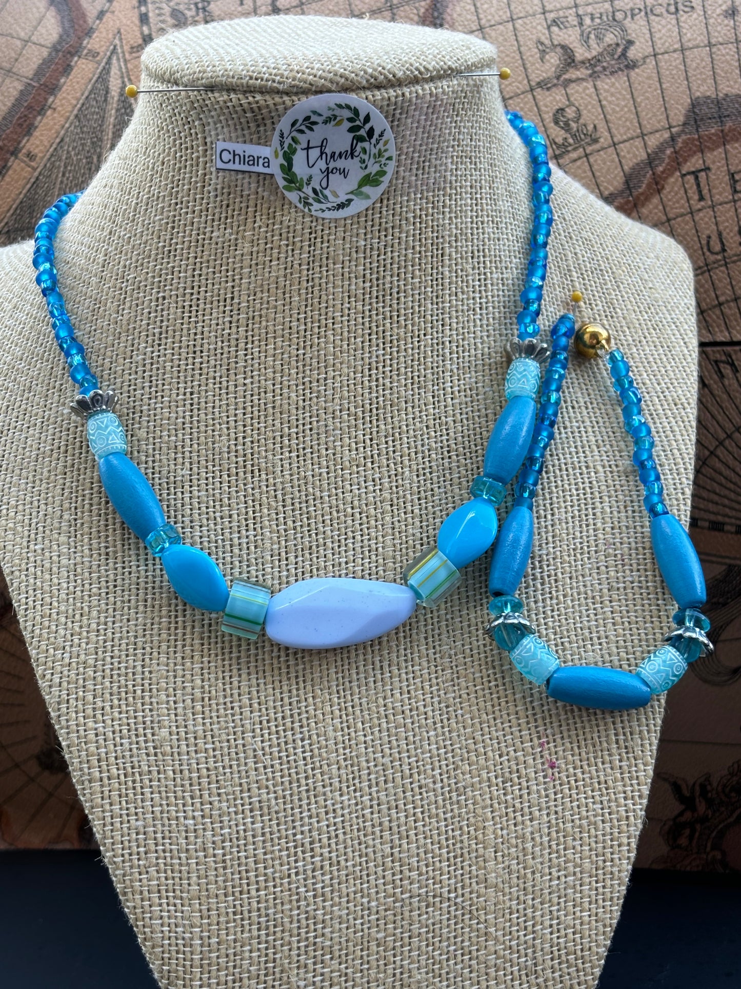 Chiara - Handcrafted Turquoise Beaded Necklace and Bracelet, The vibrant blue hues perfectly complement accessory for any outfit.