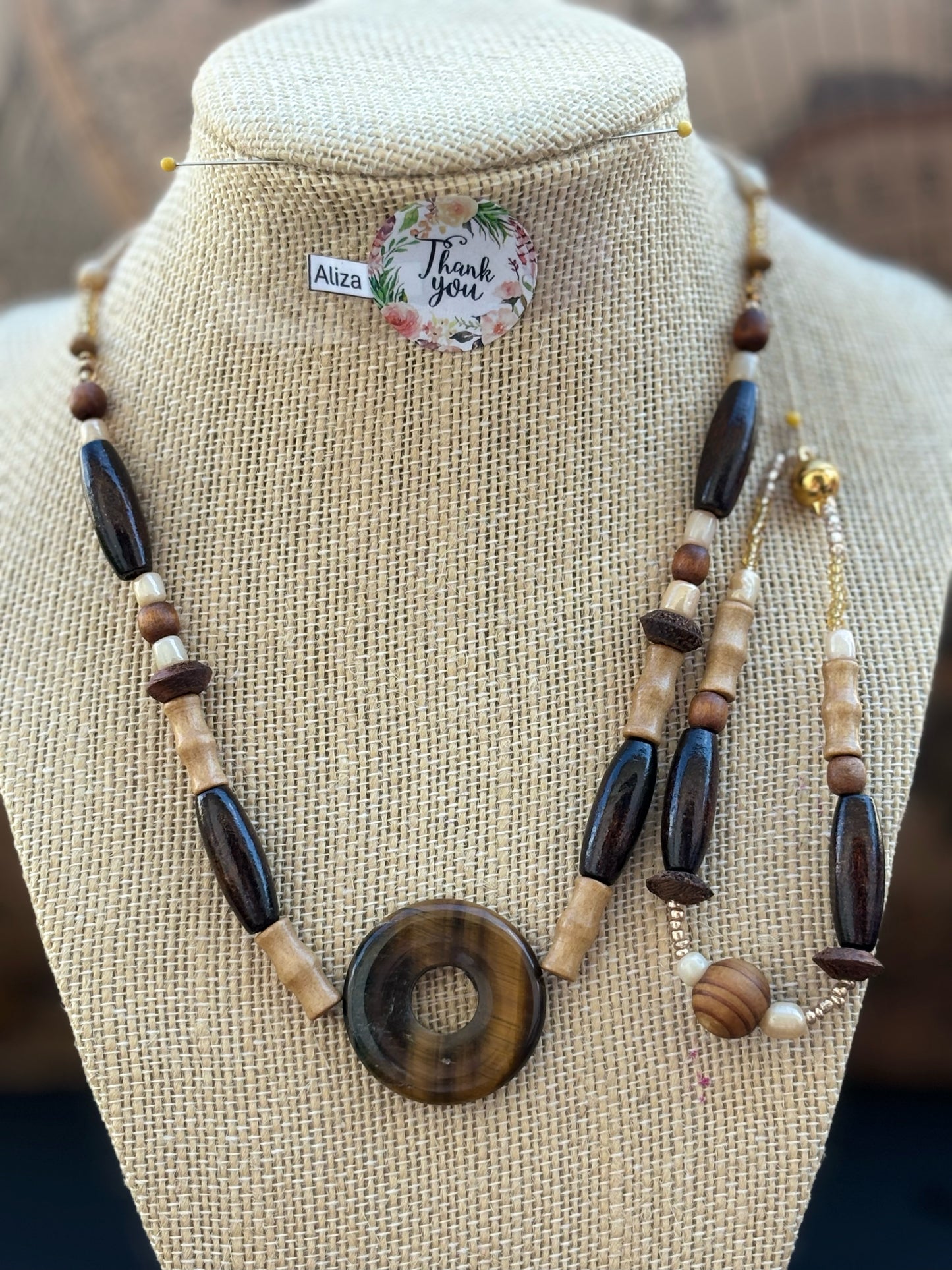 Aliza - Handcrafted Earthy Beaded Necklace and Bracelet with Magnetic Clasp