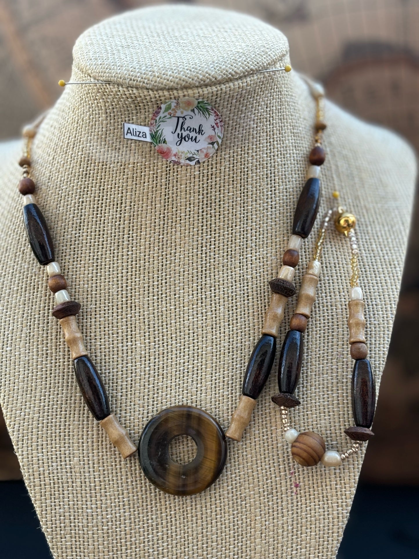 Aliza - Handcrafted Earthy Beaded Necklace and Bracelet with Magnetic Clasp