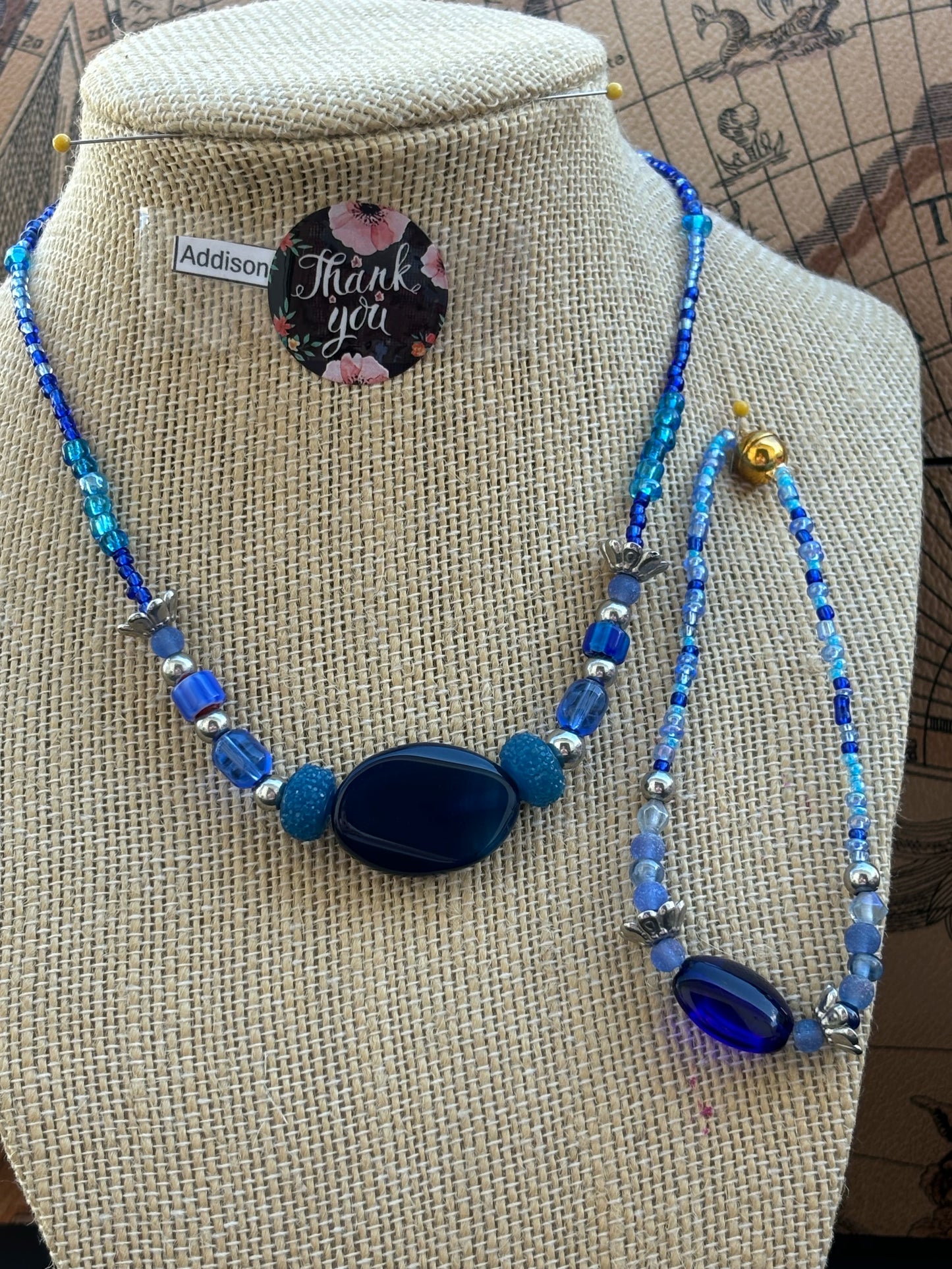 Addison - Ocean Dreams Exquisite Blue Beaded Necklace. Each necklace is individually crafted, ensuring a unique and special piece.