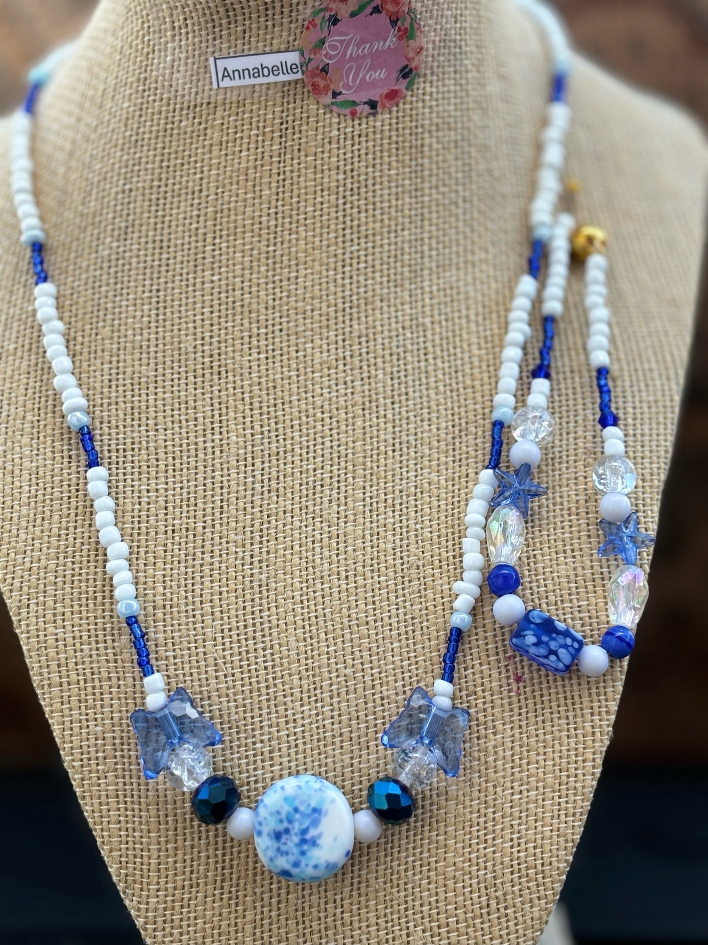 AnnaBelle - Winter Wonderland Beaded Necklace Unique Handmade Jewelry Eclectic Beaded Necklace