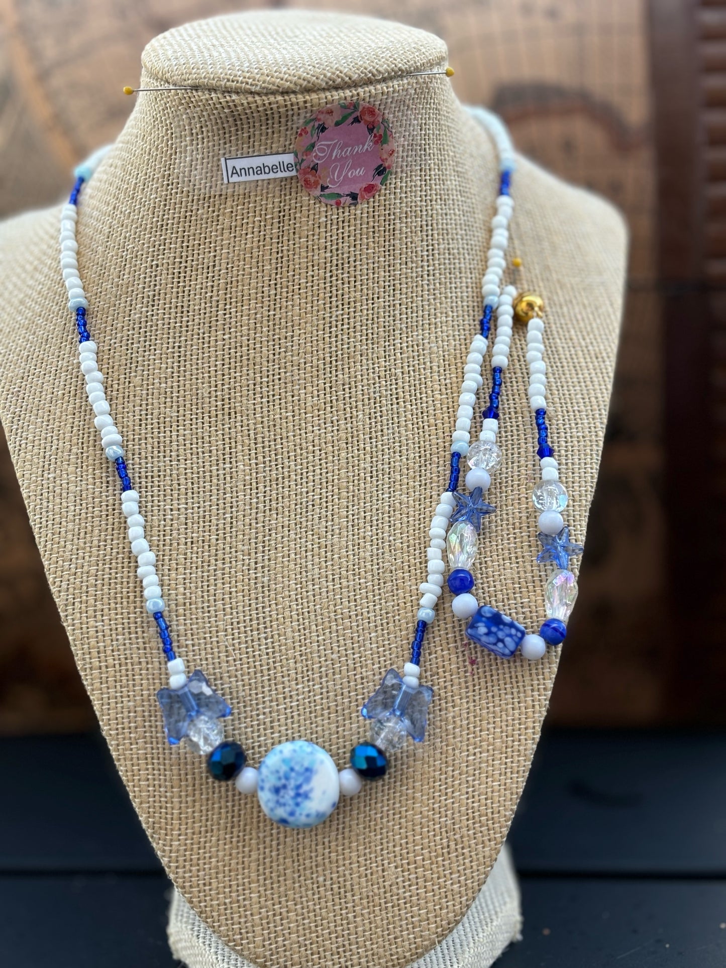 AnnaBelle - Winter Wonderland Beaded Necklace Unique Handmade Jewelry Eclectic Beaded Necklace