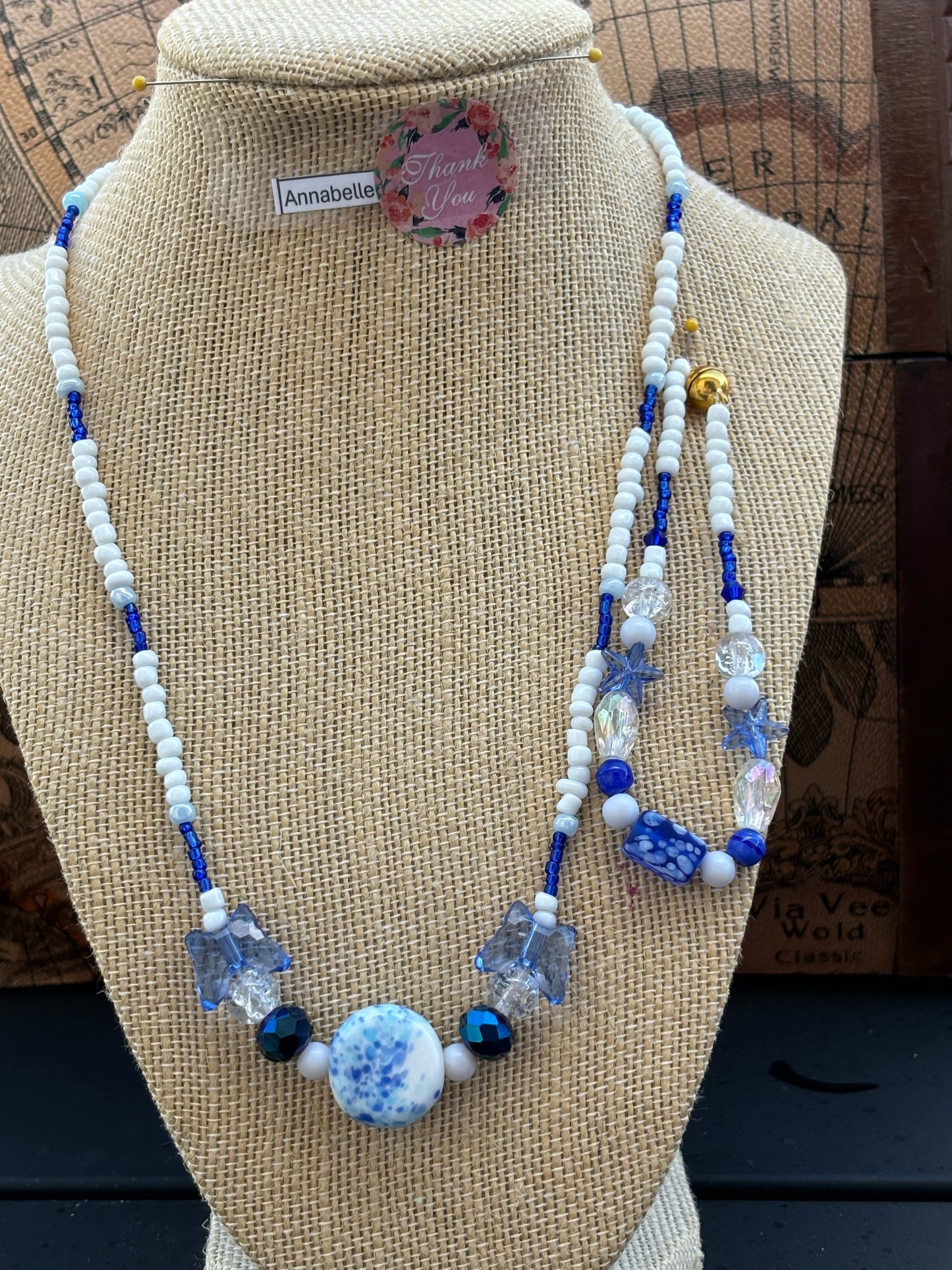 AnnaBelle - Winter Wonderland Beaded Necklace Unique Handmade Jewelry Eclectic Beaded Necklace