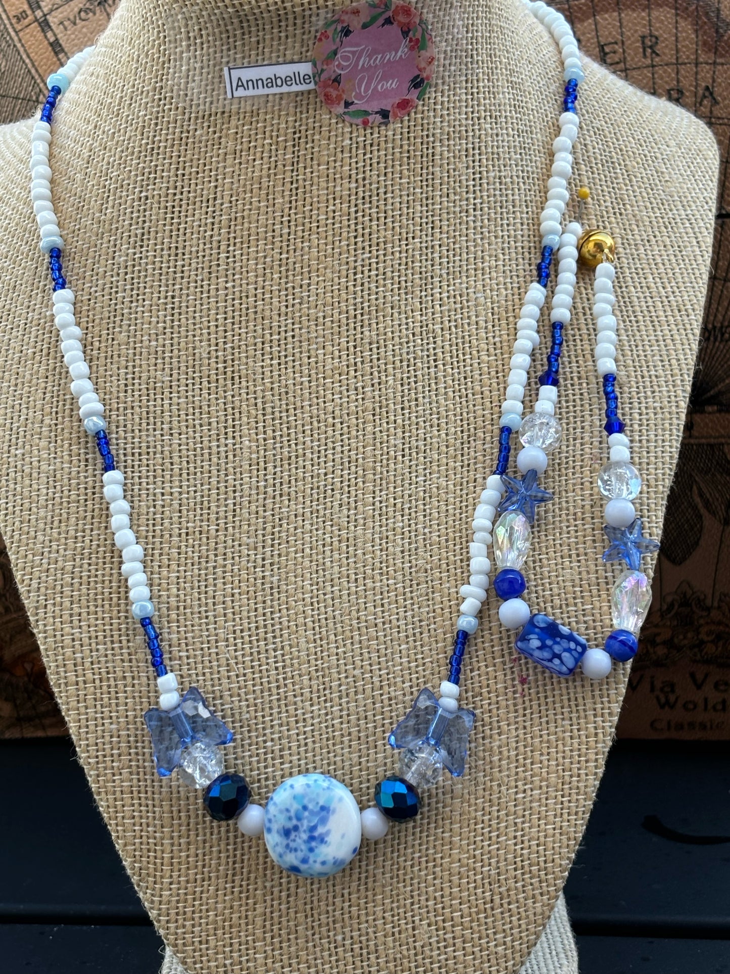 AnnaBelle - Winter Wonderland Beaded Necklace Unique Handmade Jewelry Eclectic Beaded Necklace