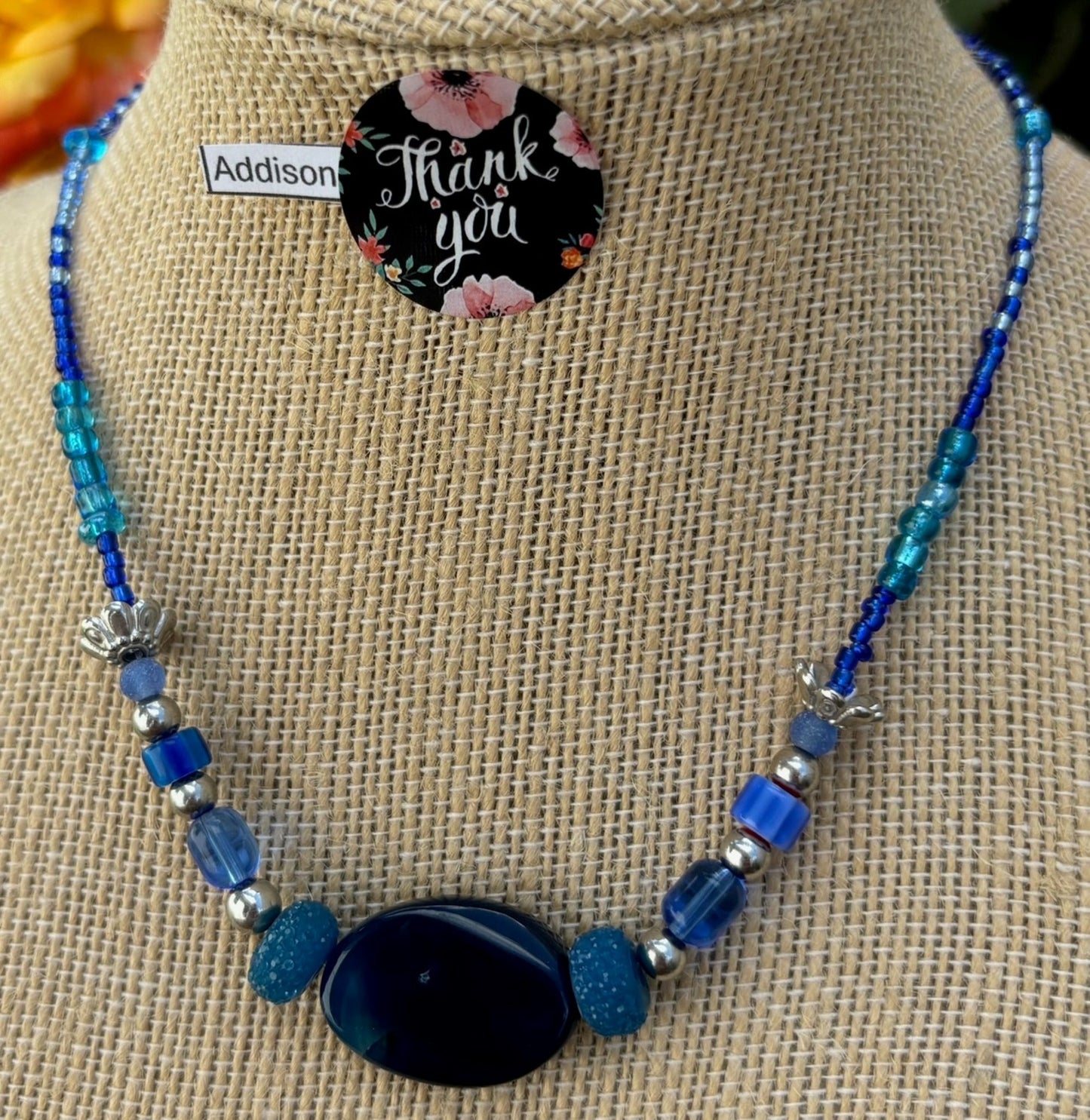 Addison - Ocean Dreams Exquisite Blue Beaded Necklace. Each necklace is individually crafted, ensuring a unique and special piece.