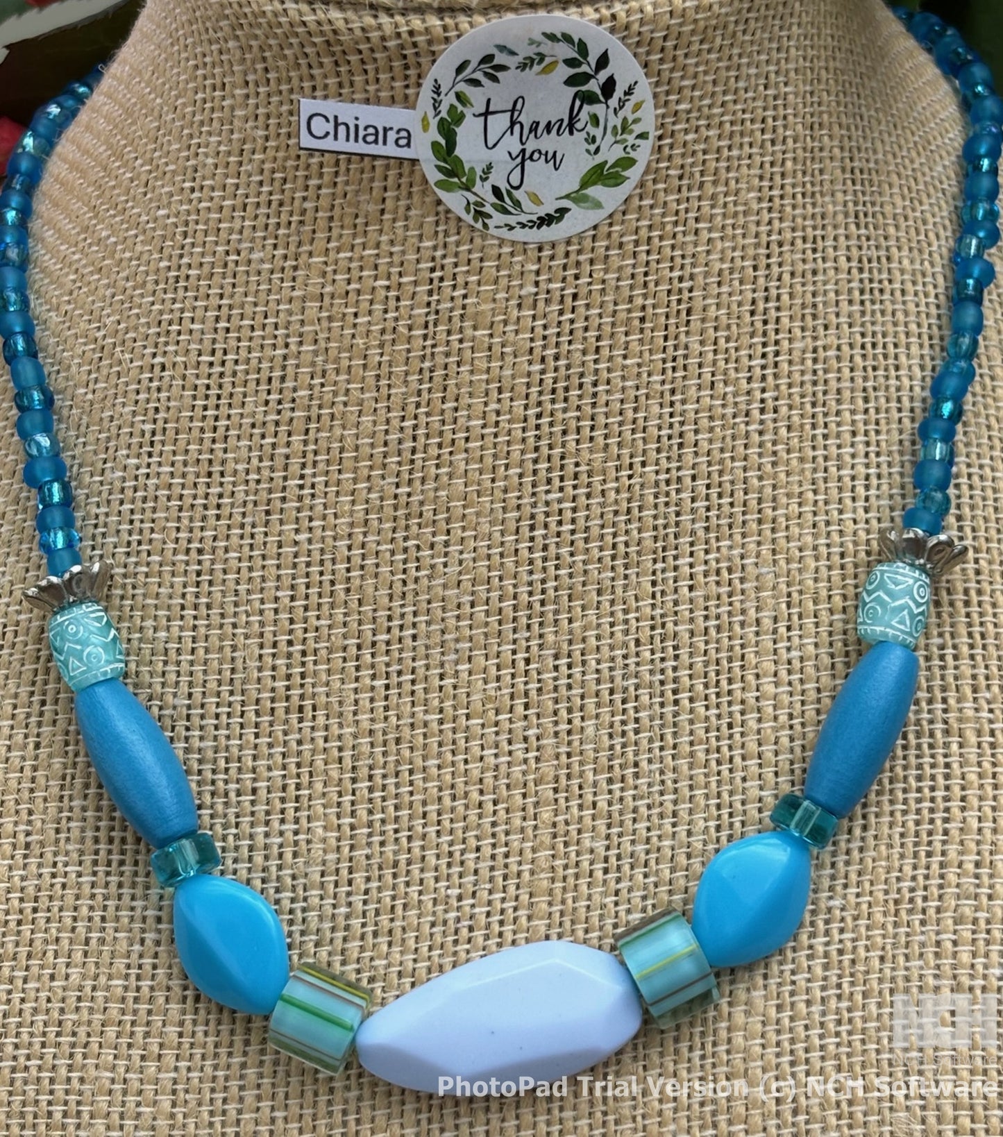 Chiara - Handcrafted Turquoise Beaded Necklace and Bracelet, The vibrant blue hues perfectly complement accessory for any outfit.