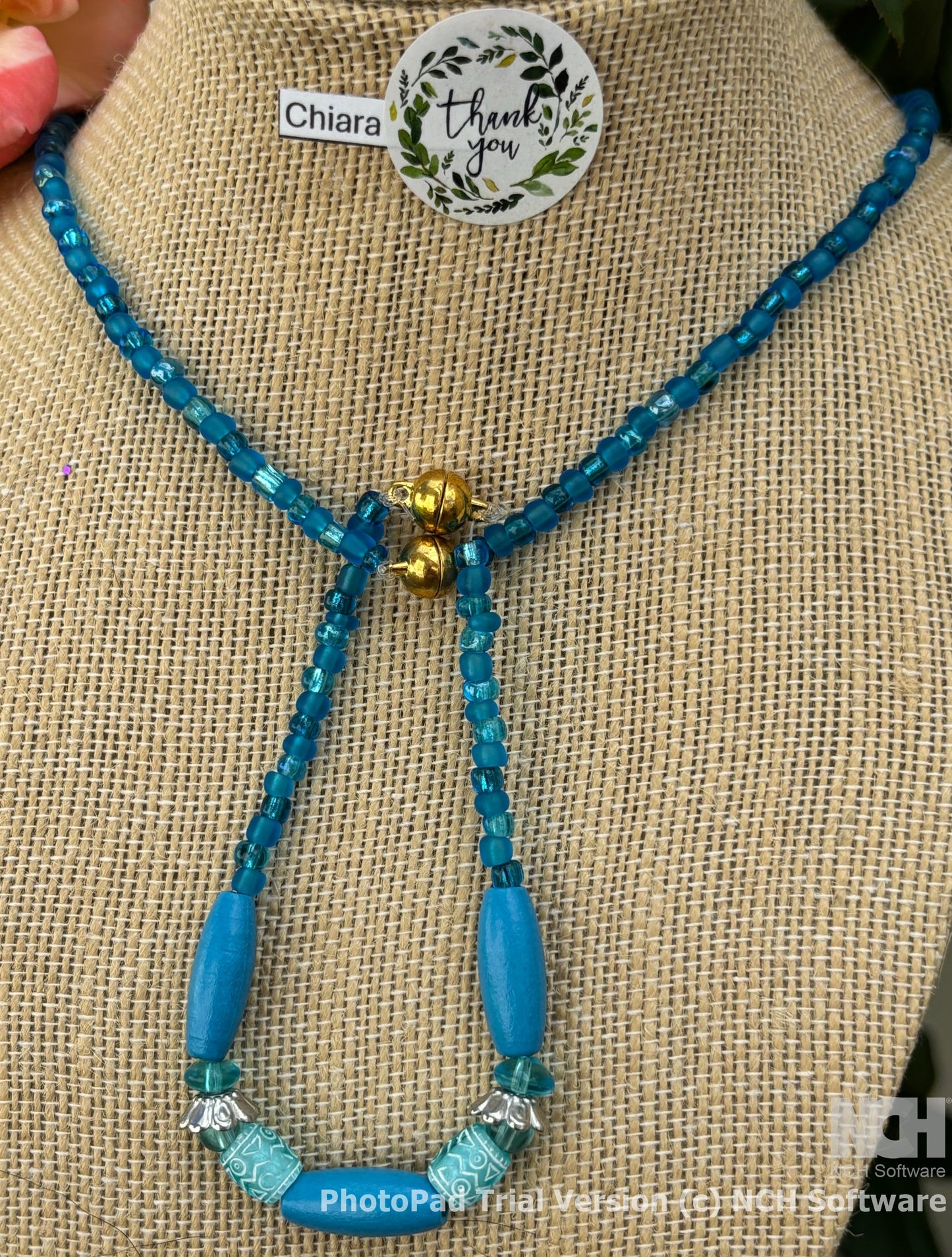 Chiara - Handcrafted Turquoise Beaded Necklace and Bracelet, The vibrant blue hues perfectly complement accessory for any outfit.