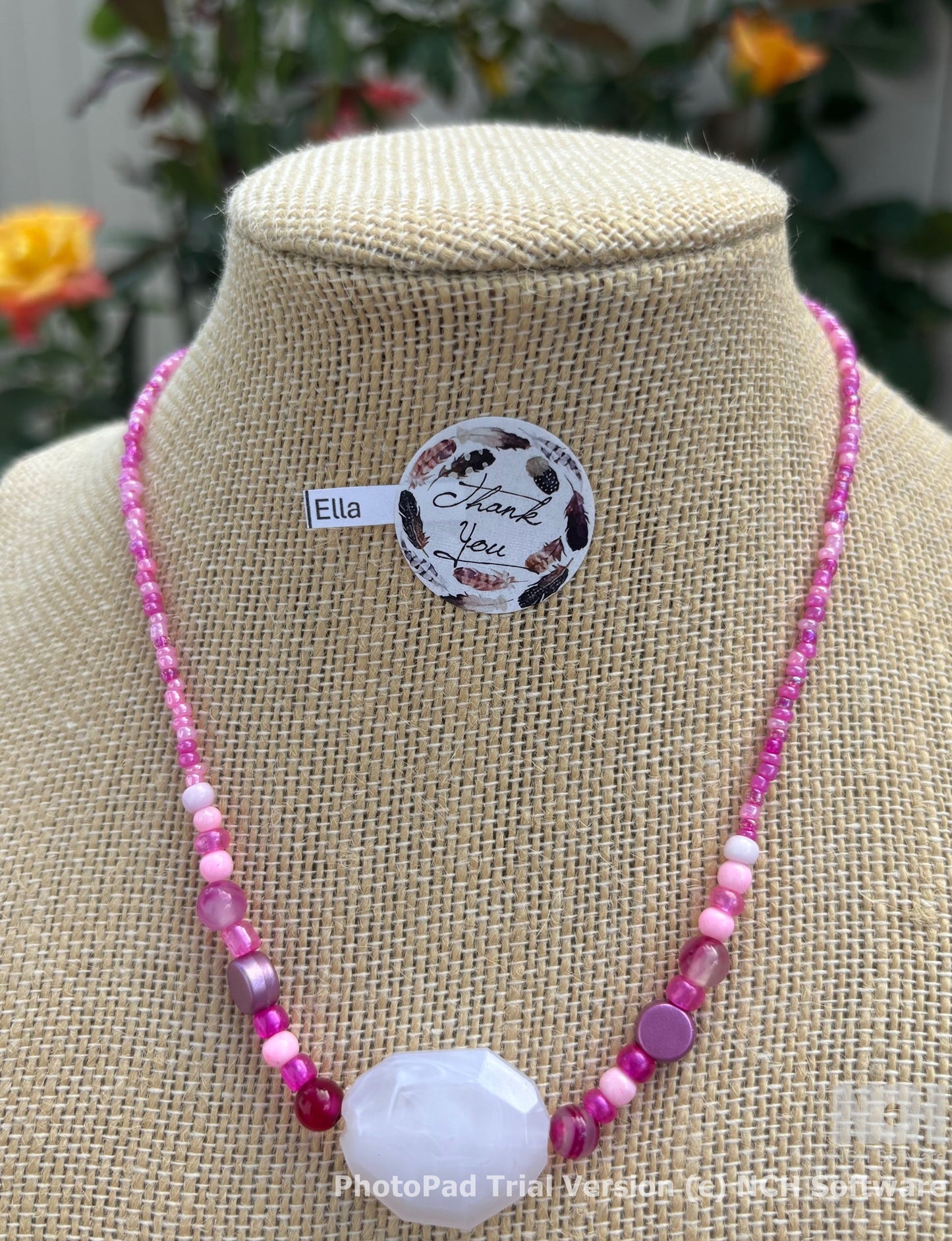 Ella - Pink Rose Quartz Beaded Necklace and Bracelet with Silver Accent, Handcrafted, Unique and Stylish!