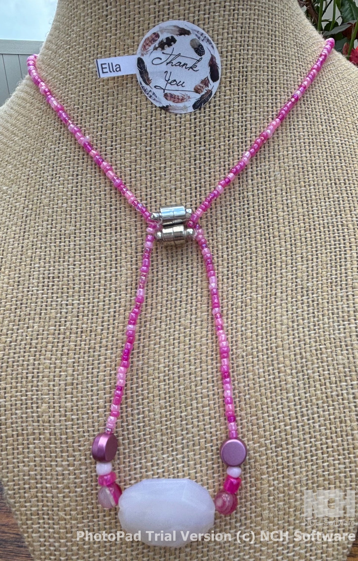 Ella - Pink Rose Quartz Beaded Necklace and Bracelet with Silver Accent, Handcrafted, Unique and Stylish!
