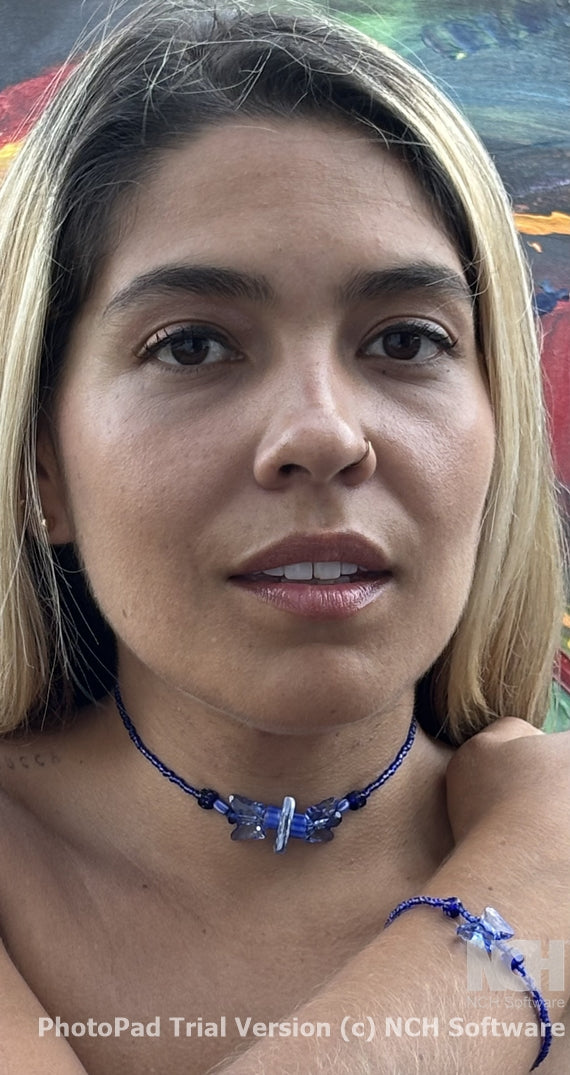 Elettra - Elegant Blue Beaded Necklace and Bracelet Set Kyanite is believed to help with stress relief, communication, and spiritual growth. It's said to align the chakras and promote a sense of calm and balance.