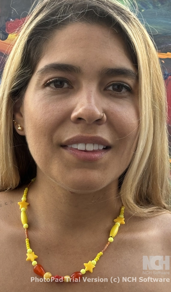 Maya - Sunny Days: Vibrant Yellow Beaded Necklace, a beautiful array of yellows, from bright sunshine