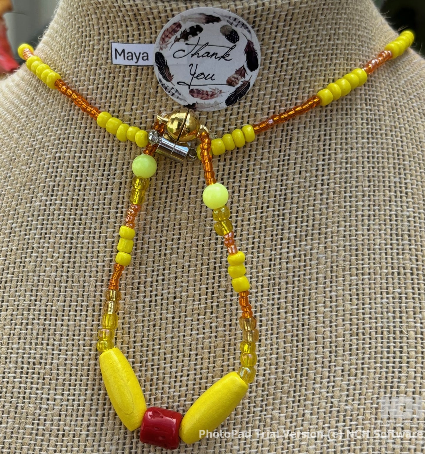 Maya - Sunny Days: Vibrant Yellow Beaded Necklace, a beautiful array of yellows, from bright sunshine