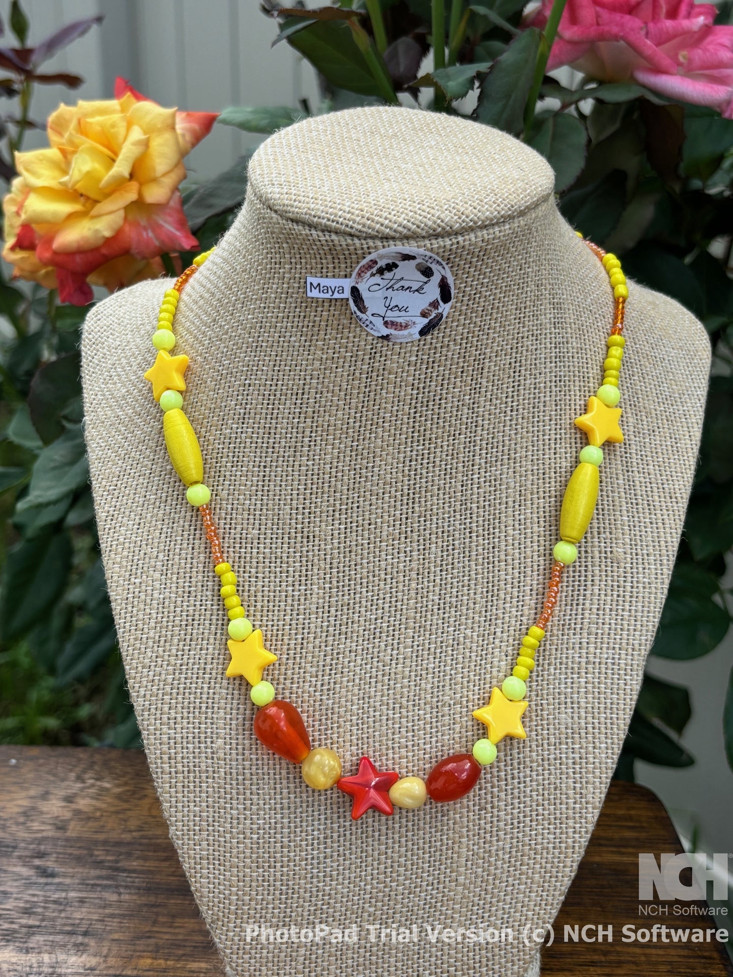 Maya - Sunny Days: Vibrant Yellow Beaded Necklace, a beautiful array of yellows, from bright sunshine
