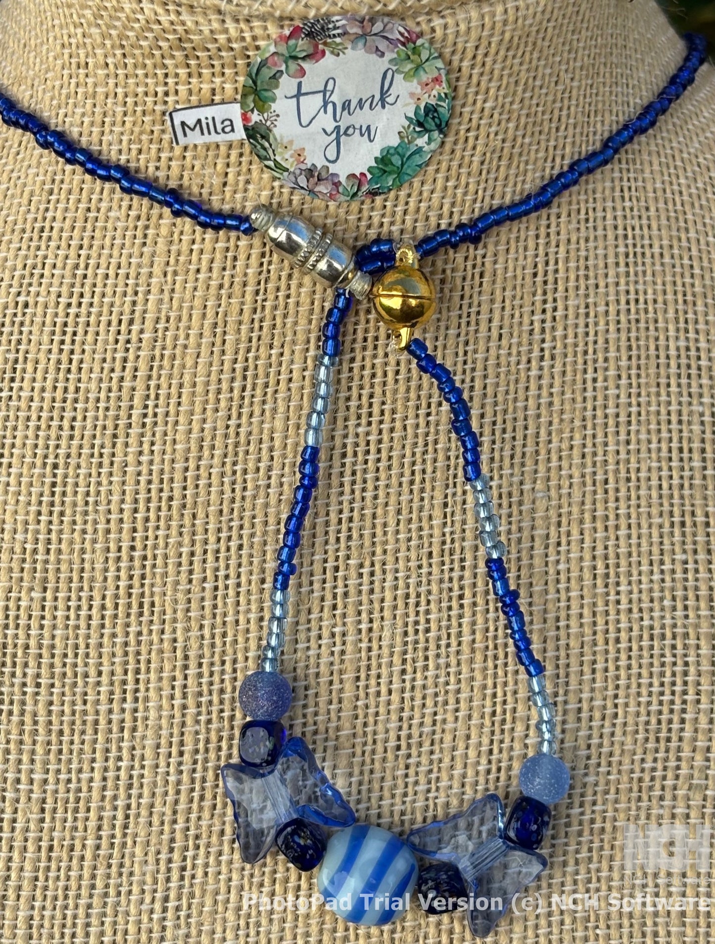 Mila - Blue Beaded Necklace and Bracelet with Mermaid Charm, Under the Sea