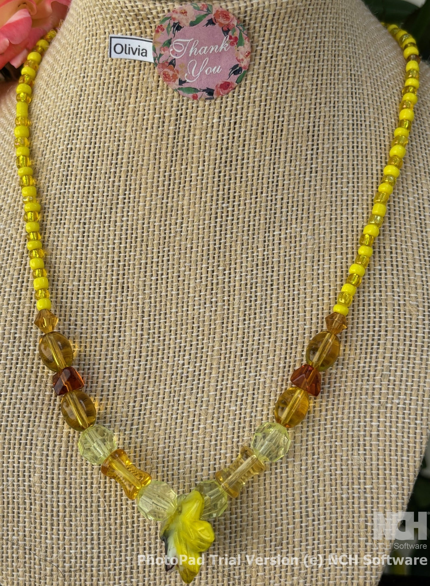 Olivia - Olivia - Sunny Daze Yellow Beaded Necklace with Flower Charm