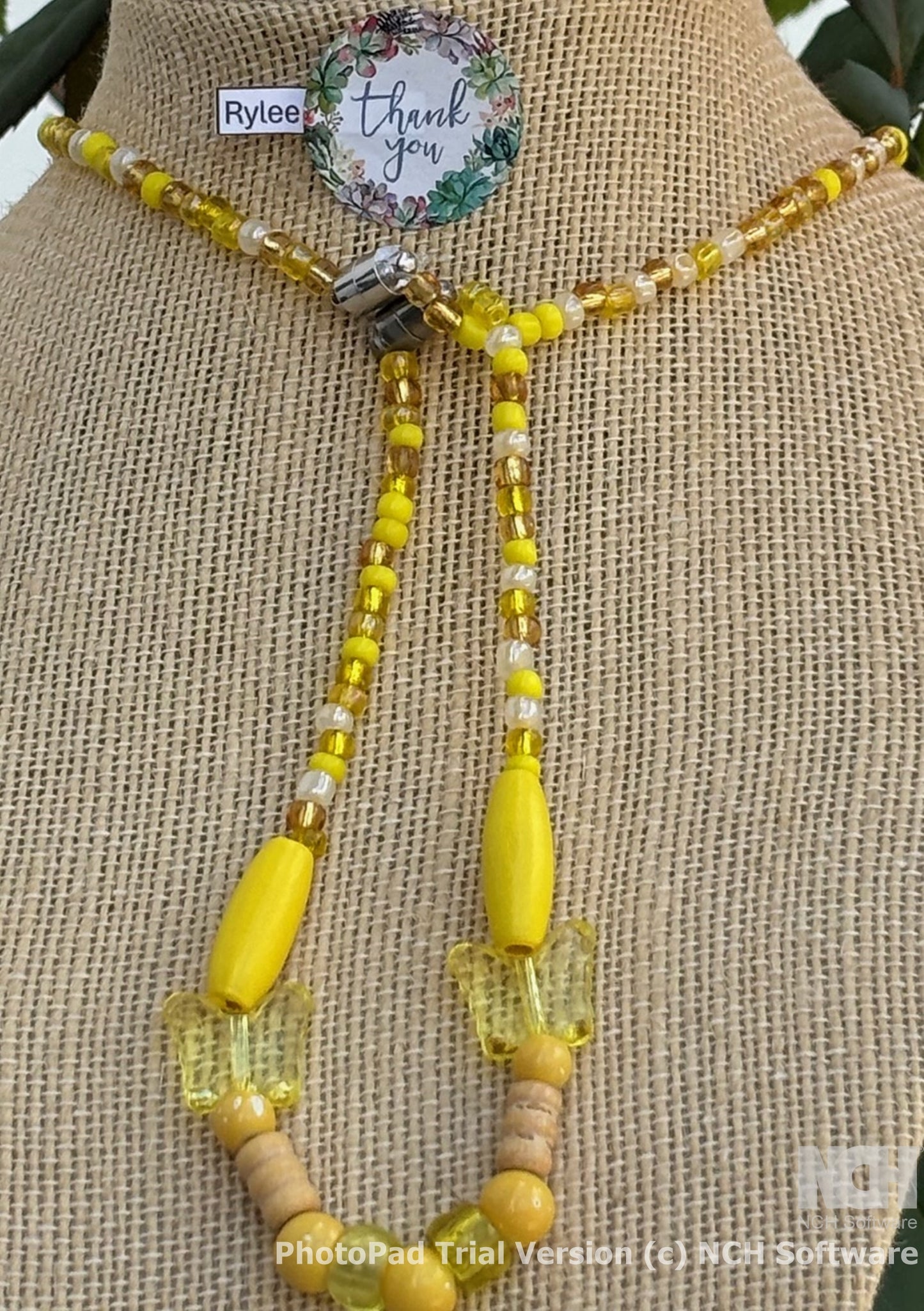 Rylee - Sunny Yellow Beaded Necklace and Bracelet with Wooden Accents