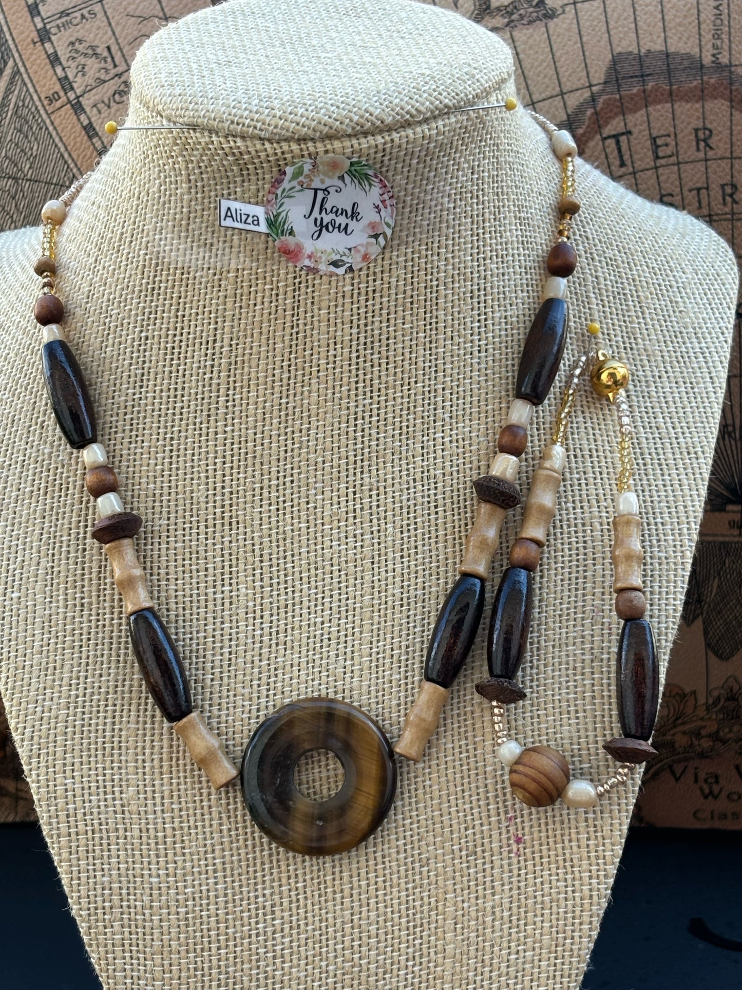 Aliza - Handcrafted Earthy Beaded Necklace and Bracelet with Magnetic Clasp