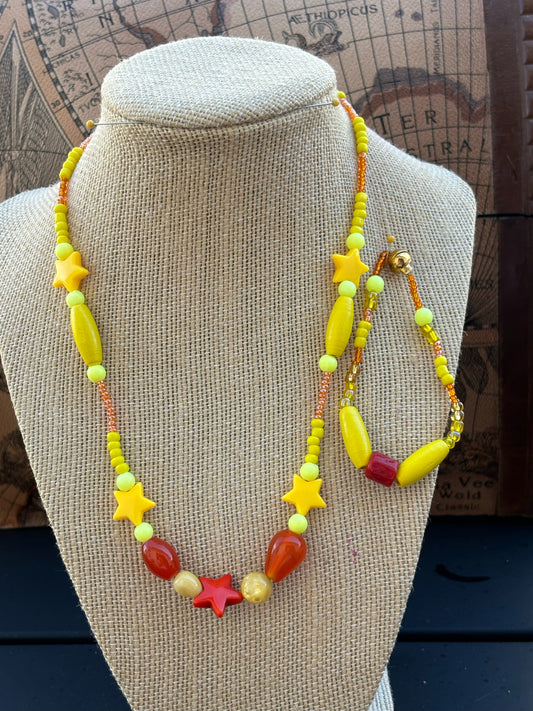 Maya - Sunny Days: Vibrant Yellow Beaded Necklace, a beautiful array of yellows, from bright sunshine