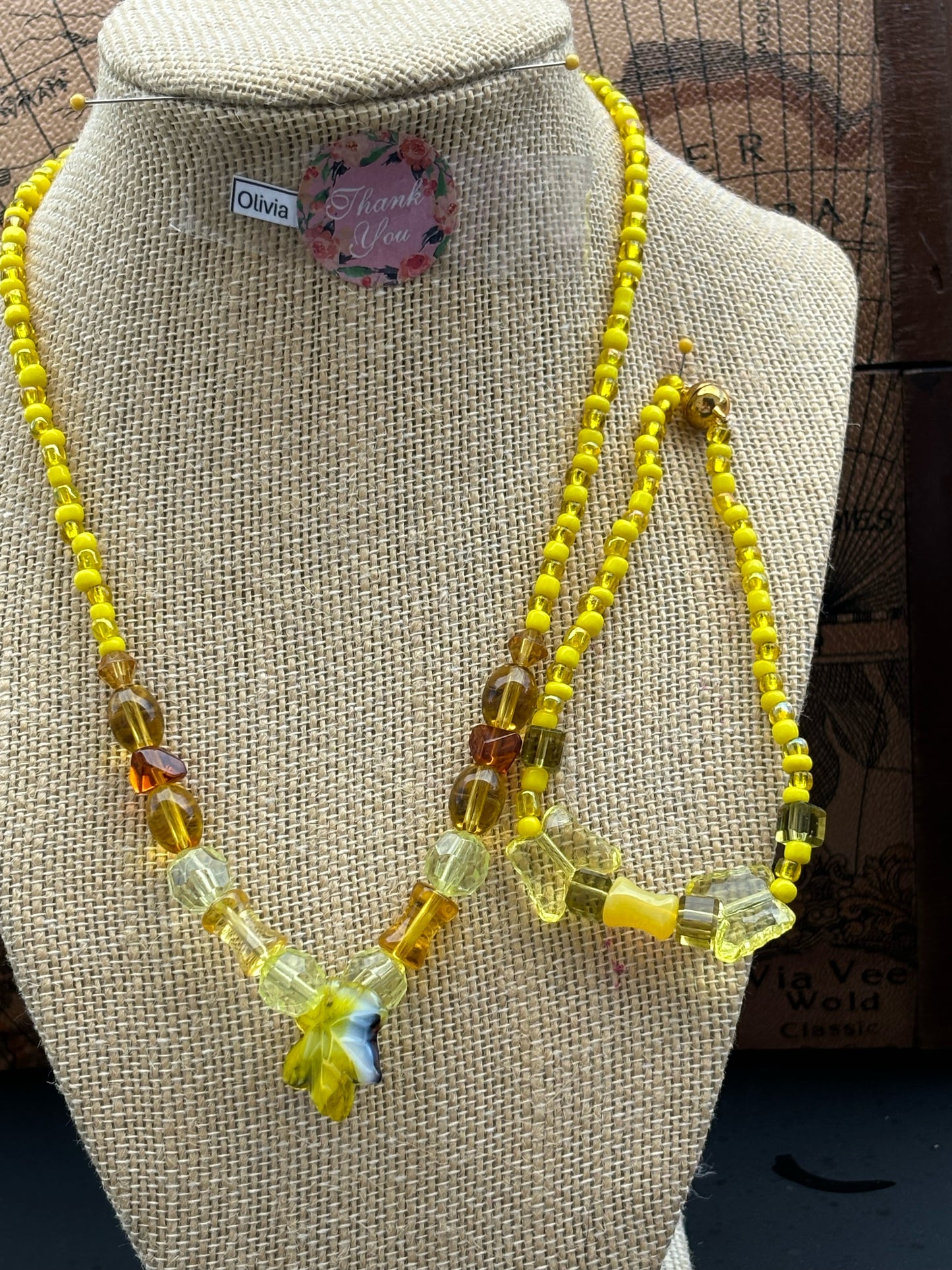 Olivia - Olivia - Sunny Daze Yellow Beaded Necklace with Flower Charm