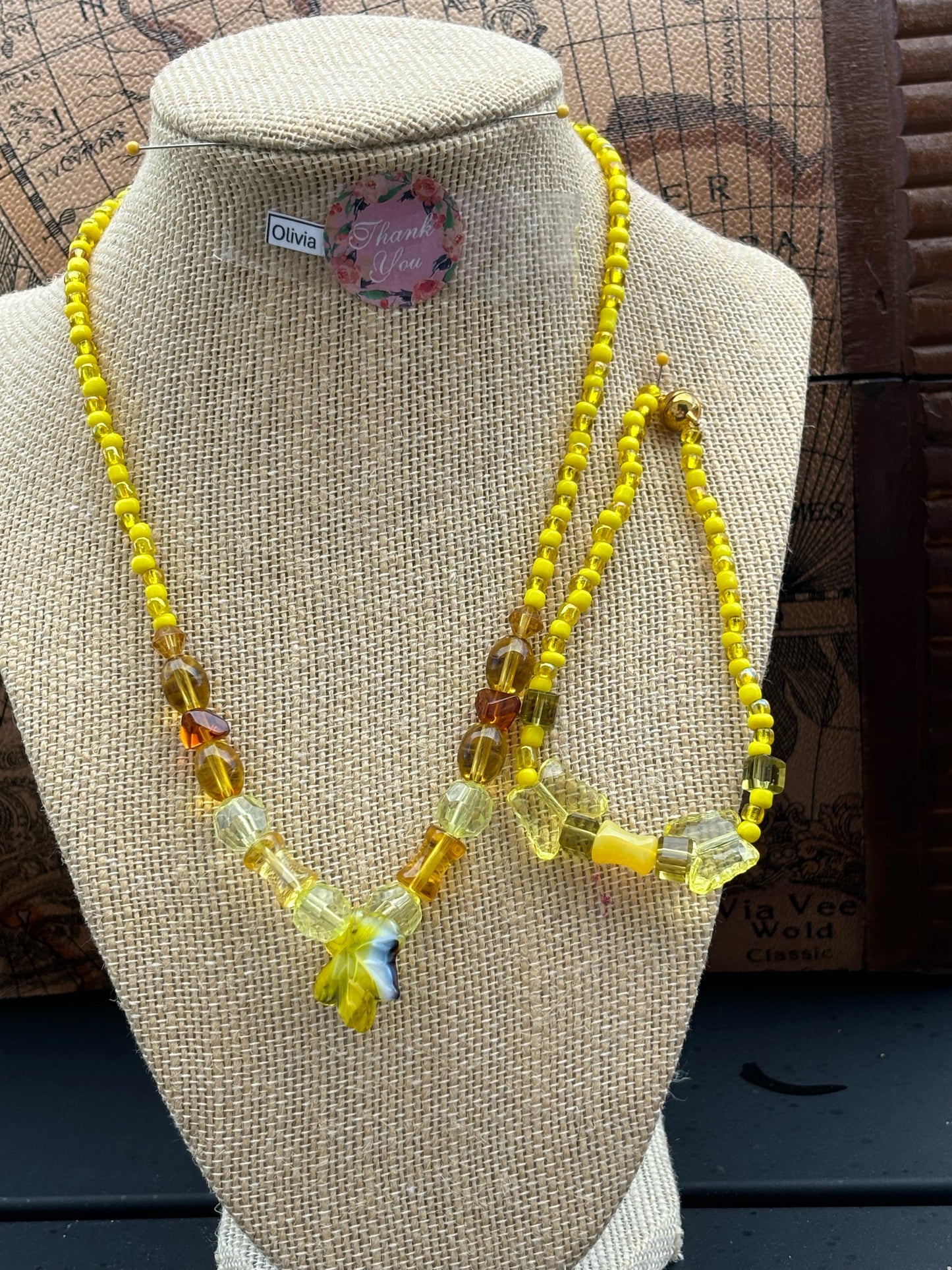 Olivia - Olivia - Sunny Daze Yellow Beaded Necklace with Flower Charm