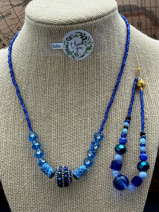 Julia - Sapphire Dreams Beaded the highlight of this necklace is the prominent pendant with intricate details  exquisite craftsmanship.